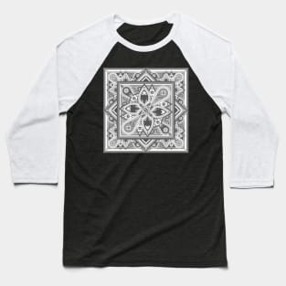 Gray Ornamental Mandala Baseball T-Shirt